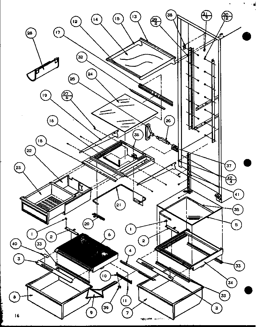 Amana SBD20K-P1117701W refrigerator shelving and drawers (sbd20k/p1117701w) diagram