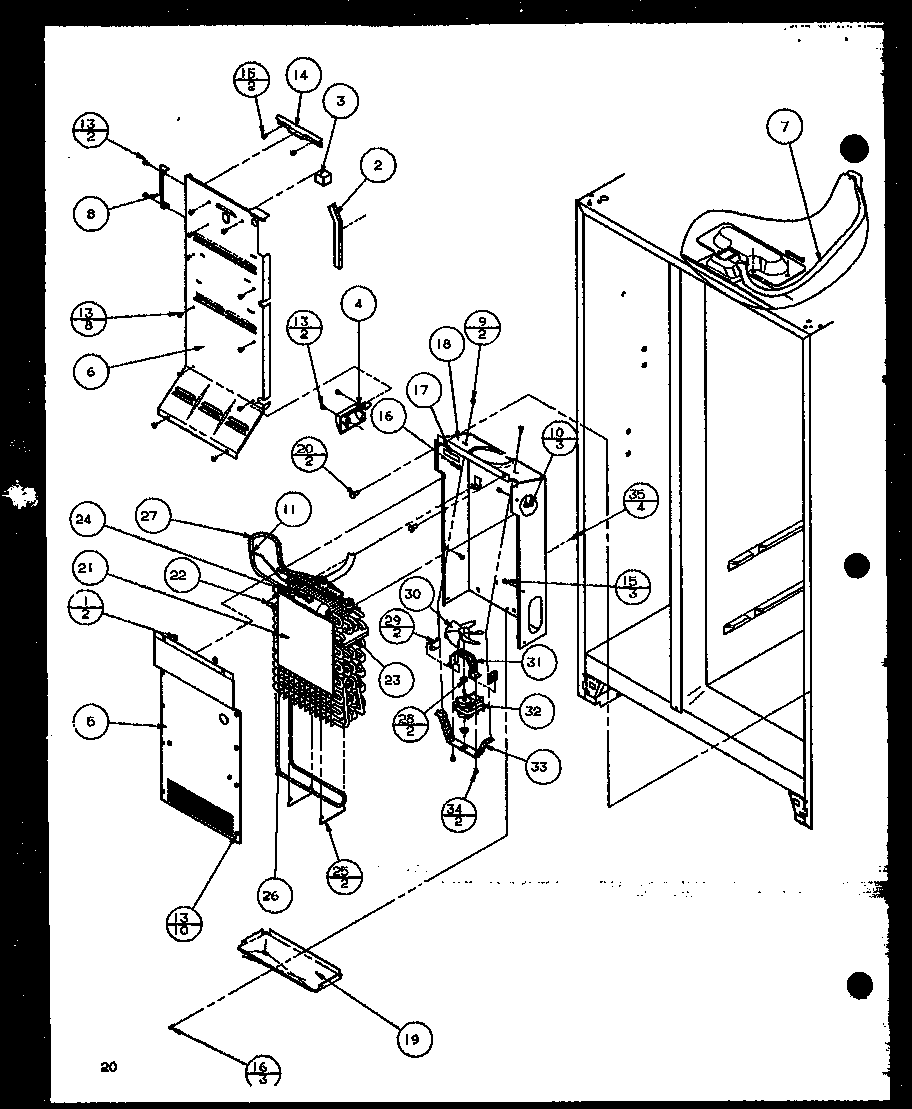 Amana SBD20K-P1117701W evaporator and air handling (sbd20k/p1117701w) diagram