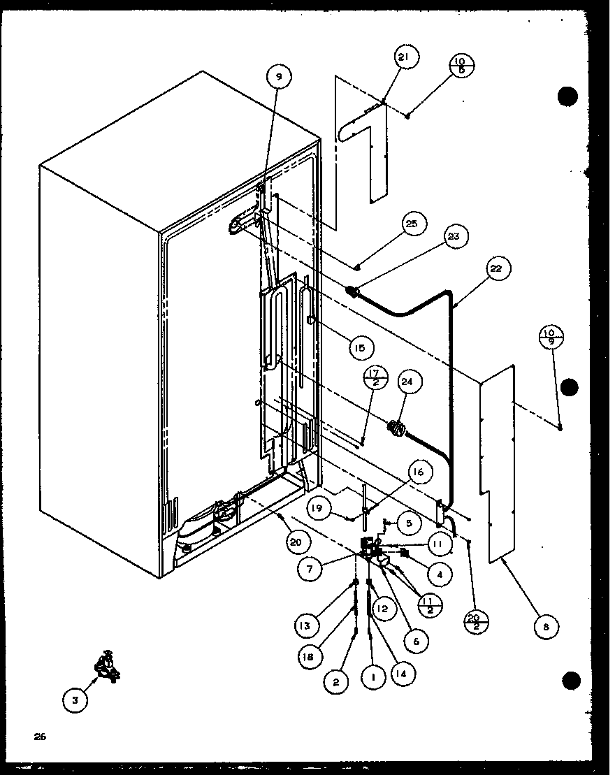 Amana SBD20K-P1117701W cabinet back (sbd20k/p1117701w) diagram