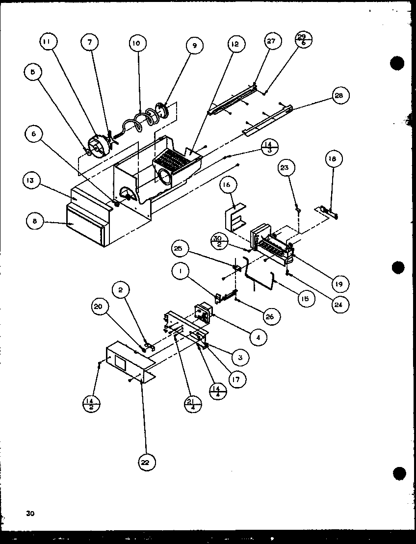 Amana SBD20K-P1117701W ice bucket and ice maker (sbd20k/p1117701w) diagram