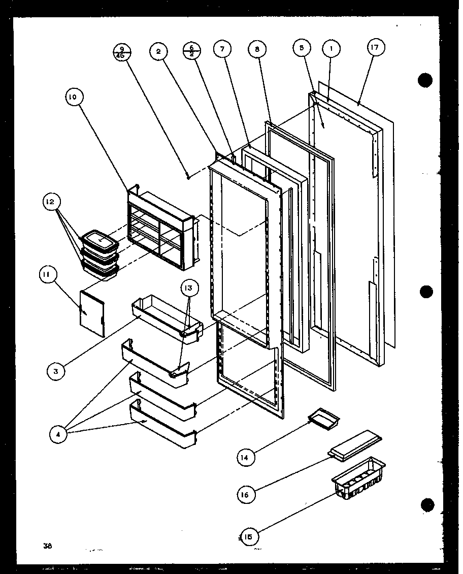 Amana SBD20K-P1117701W refrigerator door (szd20k/p1117702w) (szd20kb/p1117703w) (szd20kp/p1117704w) diagram