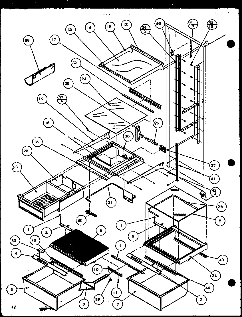 Amana SBD20K-P1117701W refrigerator shelving and drawers (szd20k/p1117702w) (szd20kb/p1117703w) (szd20kp/p1117704w) diagram