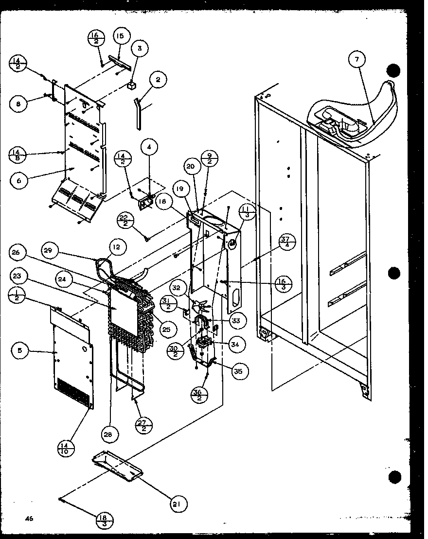 Amana SBD20K-P1117701W evaporator and air handling (szd20k/p1117702w) (szd20kb/p1117703w) (szd20kp/p1117704w) diagram