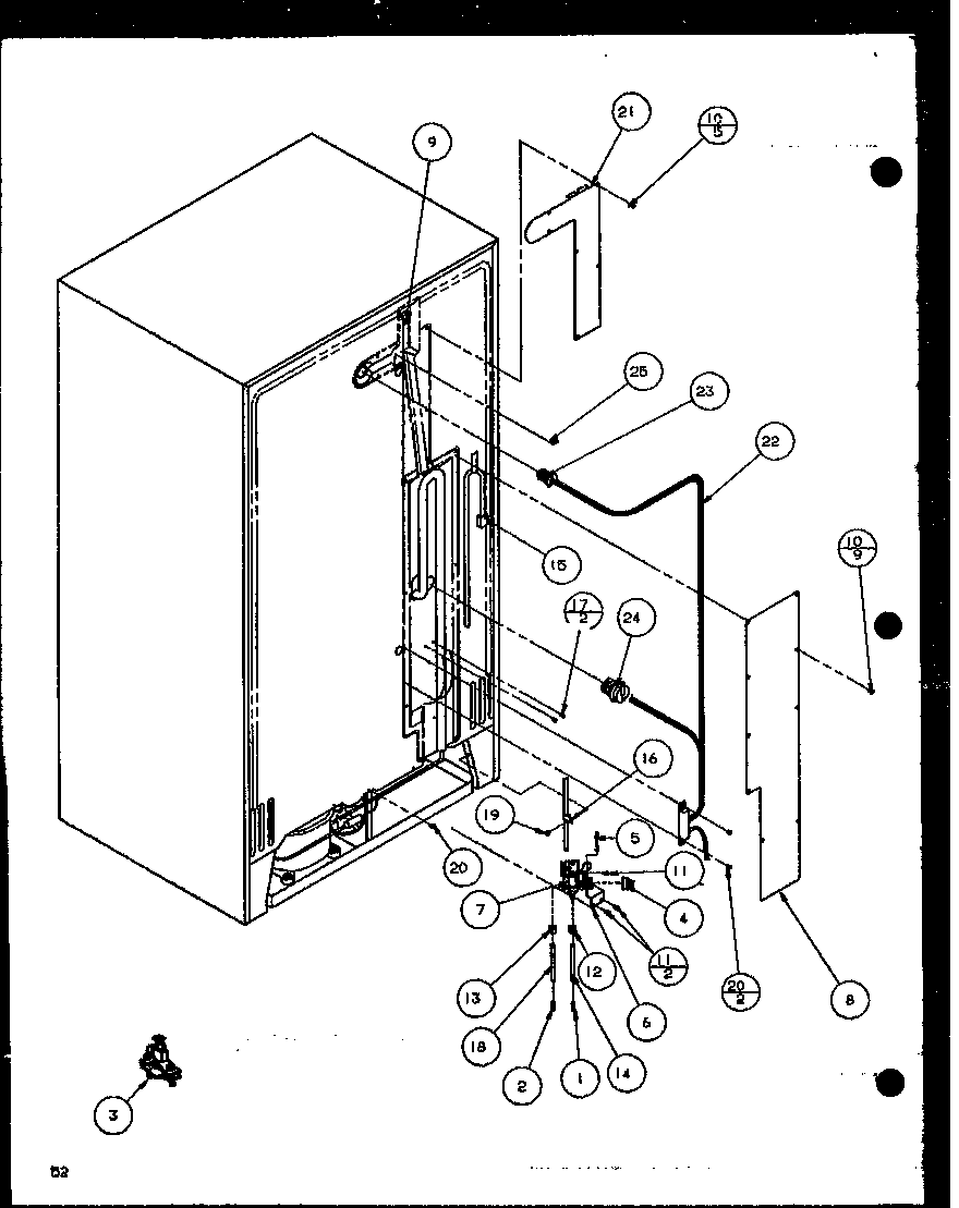 Amana SBD20K-P1117701W cabinet back (szd20k/p1117702w) (szd20kb/p1117703w) (szd20kp/p1117704w) diagram