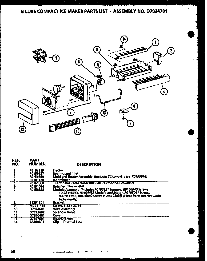 Amana SBD20K-P1117701W 8 cube compact ice maker (sbd20k/p1117701w) diagram