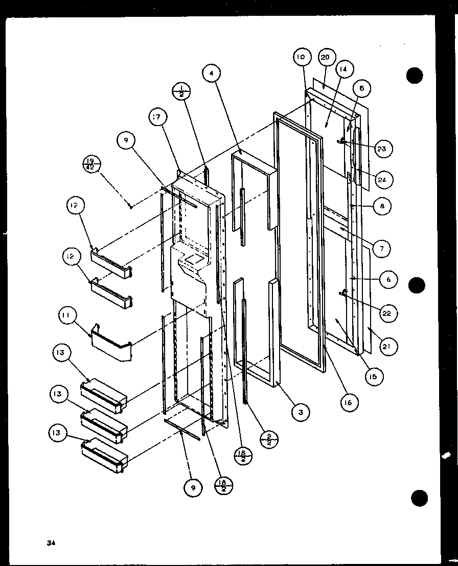 Amana 36578-P1115508W freezer door (36571/p1115505w) (36571/p1115506w) (36578/p1115507w) (36578/p1115508w) diagram