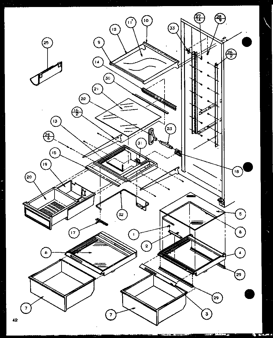 Amana 36578-P1115508W refrigerator shelving and drawers (36571/p1115505w) (36571/p1115506w) (36578/p1115507w) (36578/p1115508w) diagram