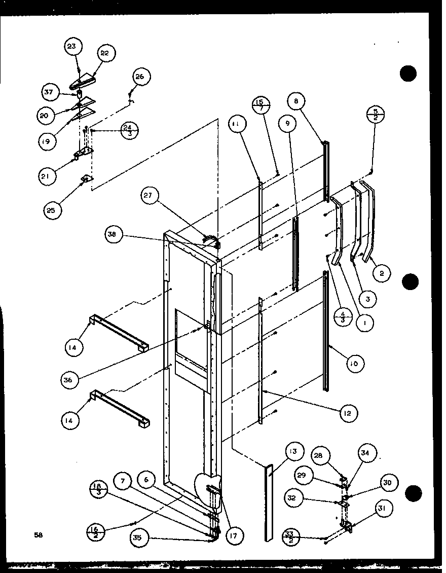 Amana 36578-P1115508W freezer door (36261/p1115701w) (36261/p1115702w) (36268/p1115703w) (36268/p1115704w) diagram