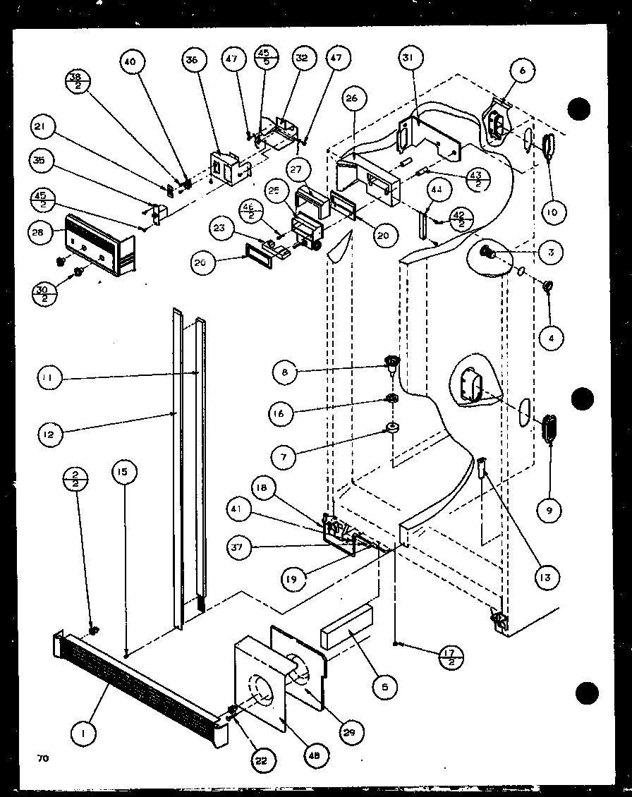 Amana 36578-P1115508W refrigerator/freezer controls and cabinet part (36261/p1115701w) (36261/p1115702w) (36268/p1115703w) (36268/p1115704w) diagram