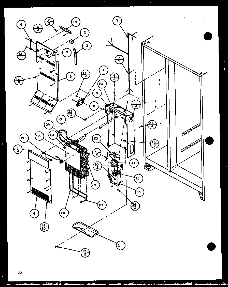 Amana 36578-P1115508W evaporator and air handling (36261/p1115701w) (36261/p1115702w) (36268/p1115703w) (36268/p1115704w) diagram