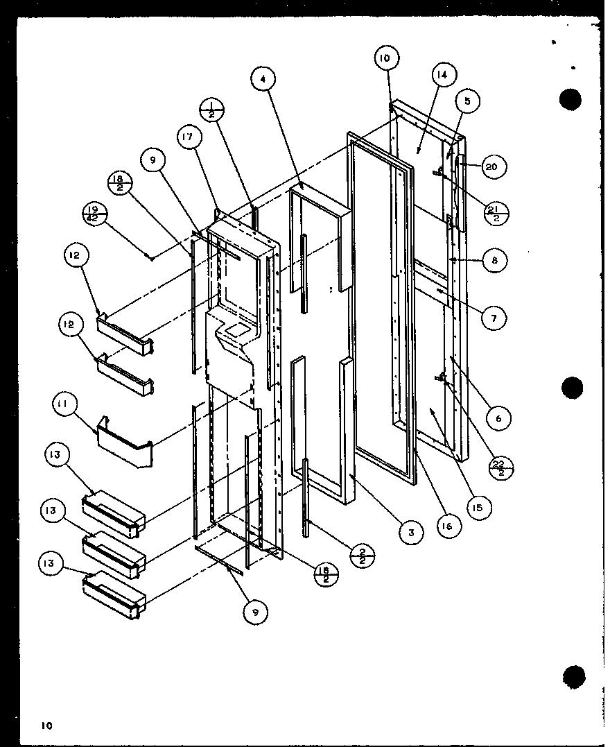 Amana SCD22J-P1116102W freezer door (scd19j/p1116701w) diagram