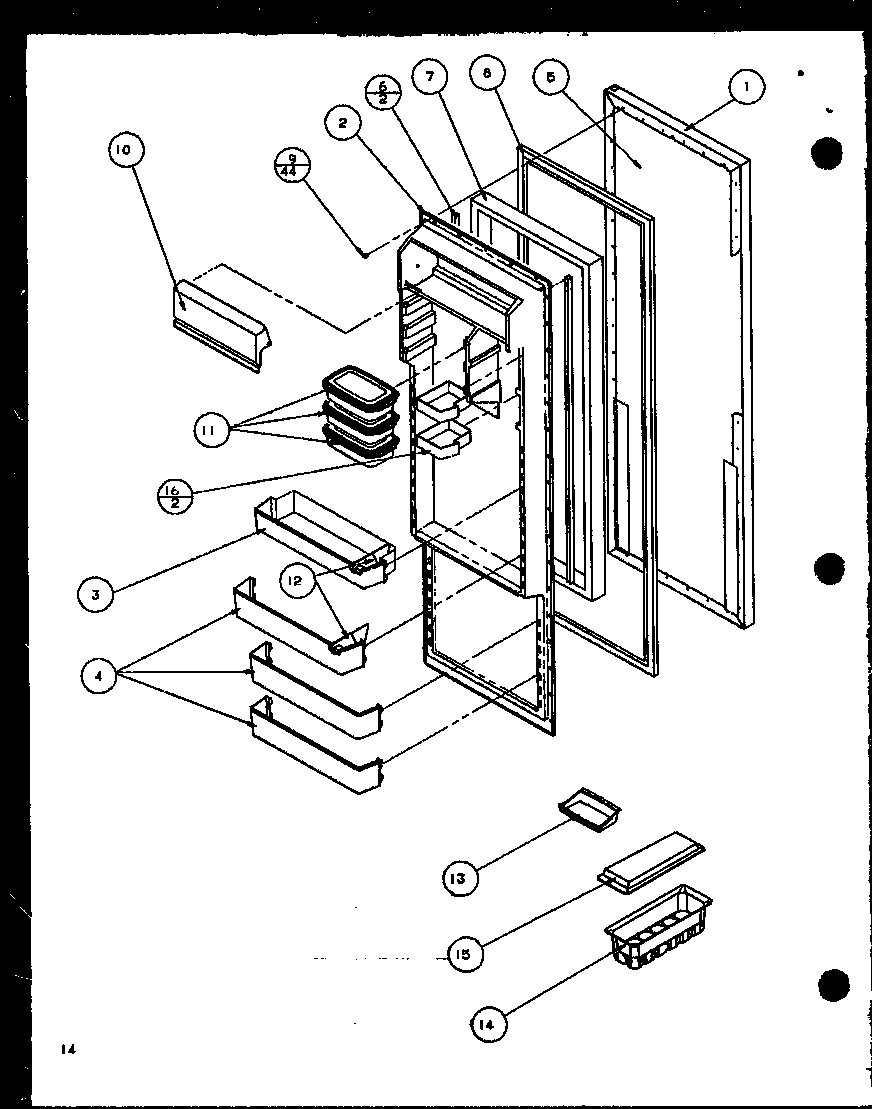 Amana SCD22J-P1116102W refrigerator door (scd19j/p1116701w) diagram