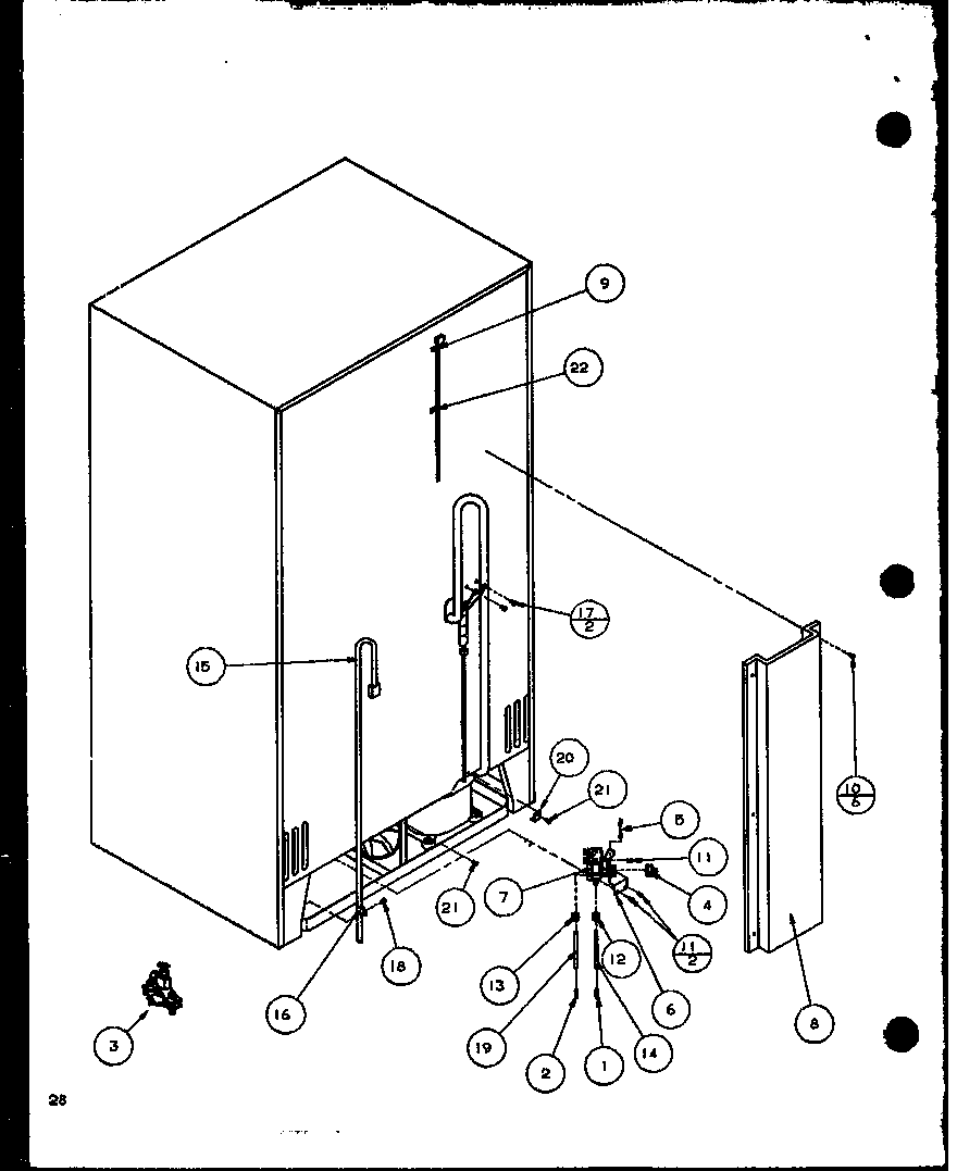 Amana SCD22J-P1116102W cabinet back (scd19j/p1116701w) diagram