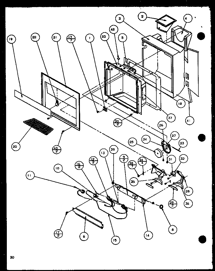 Amana SCD22J-P1116102W ice and water cavity (scd19j/p1116701w) diagram