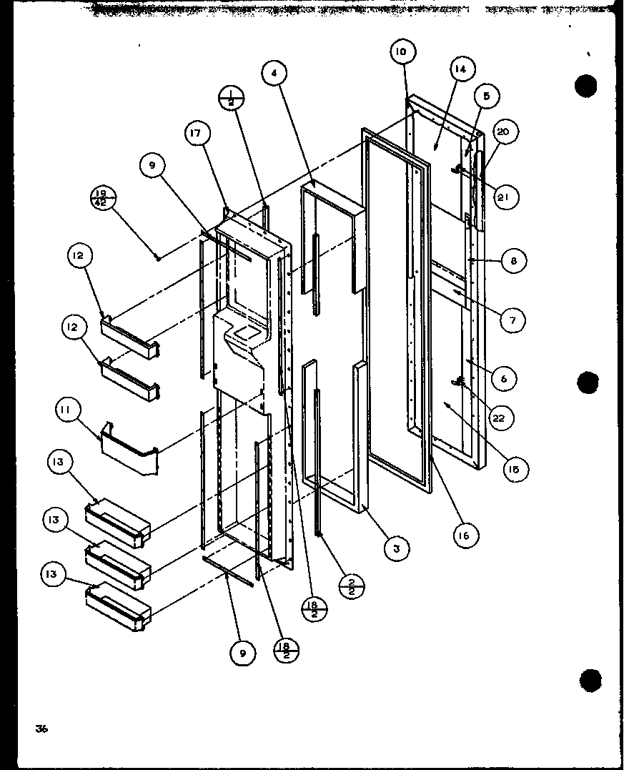 Amana SCD22J-P1116102W freezer door (scd22j/p1116101w) (scd22j/p1116102w) diagram