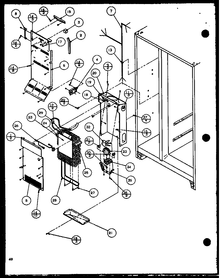 Amana SCD22J-P1116102W evaporator and air handling (scd22j/p1116101w) (scd22j/p1116102w) diagram