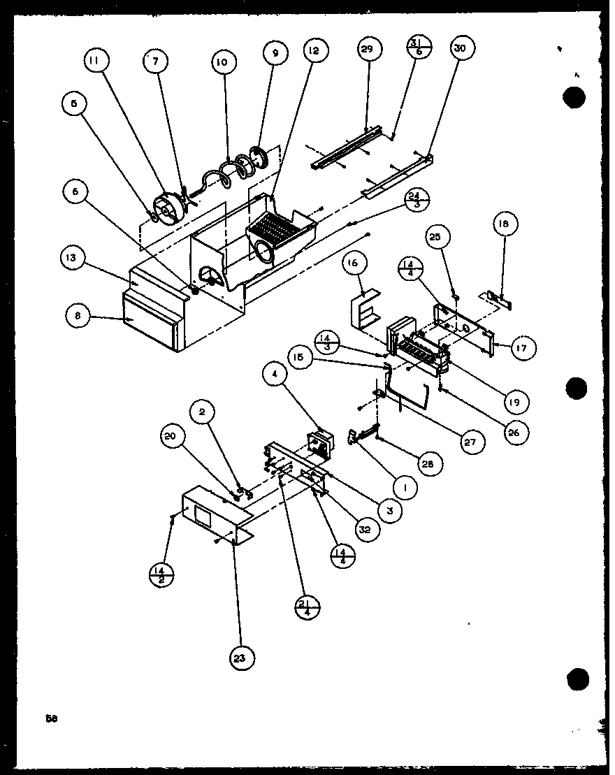Amana SCD22J-P1116102W ice bucket and ice maker (scd22j/p1116101w) (scd22j/p1116102w) diagram