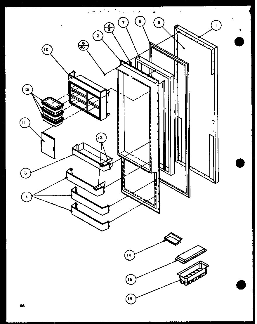 Amana SCD22J-P1116102W refrigerator door (scd25j/p1116301w) (scd25j/p1116302w) (scd25jb/p1116303w) (scd25jb/p1116304w) diagram