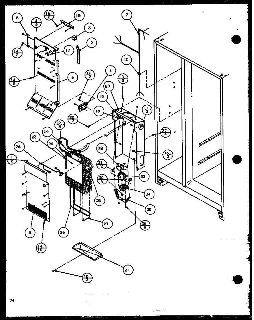 Amana SCD22J-P1116102W evaporator and air handling (scd25j/p1116301w) (scd25j/p1116302w) (scd25jb/p1116303w) (scd25jb/p1116304w) diagram