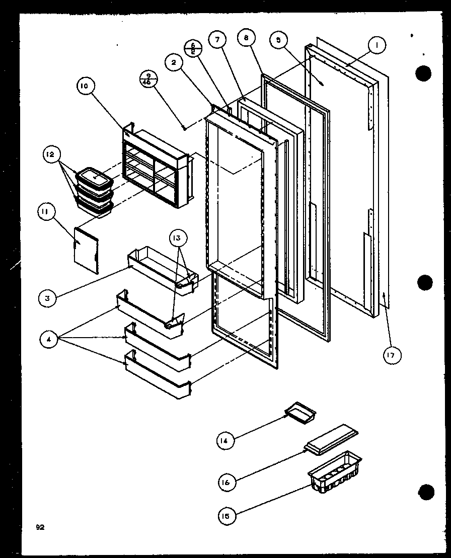 Amana SCD22J-P1116102W refrigerator door (scd25jp/p1116305w) (scd25jp/p1116306w) diagram