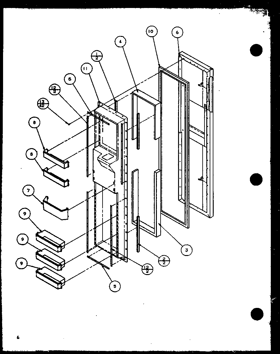 Amana 2599CIWW-P1121501WW freezer door diagram