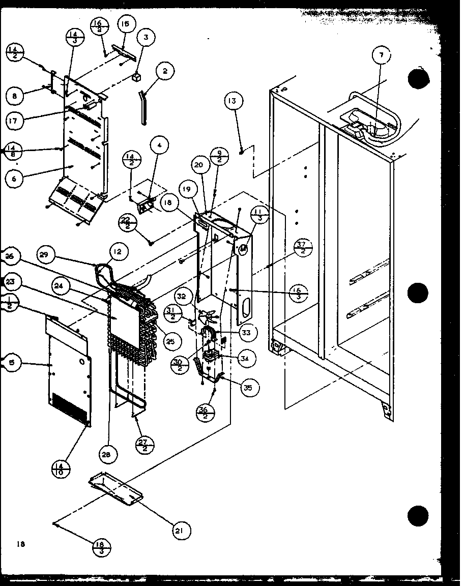 Amana 2599CIWW-P1121501WW evaporator and air handling diagram