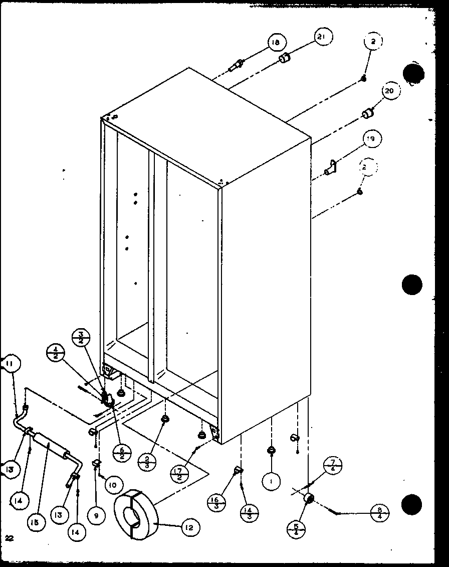 Amana 2599CIWW-P1121501WW drain and rollers diagram