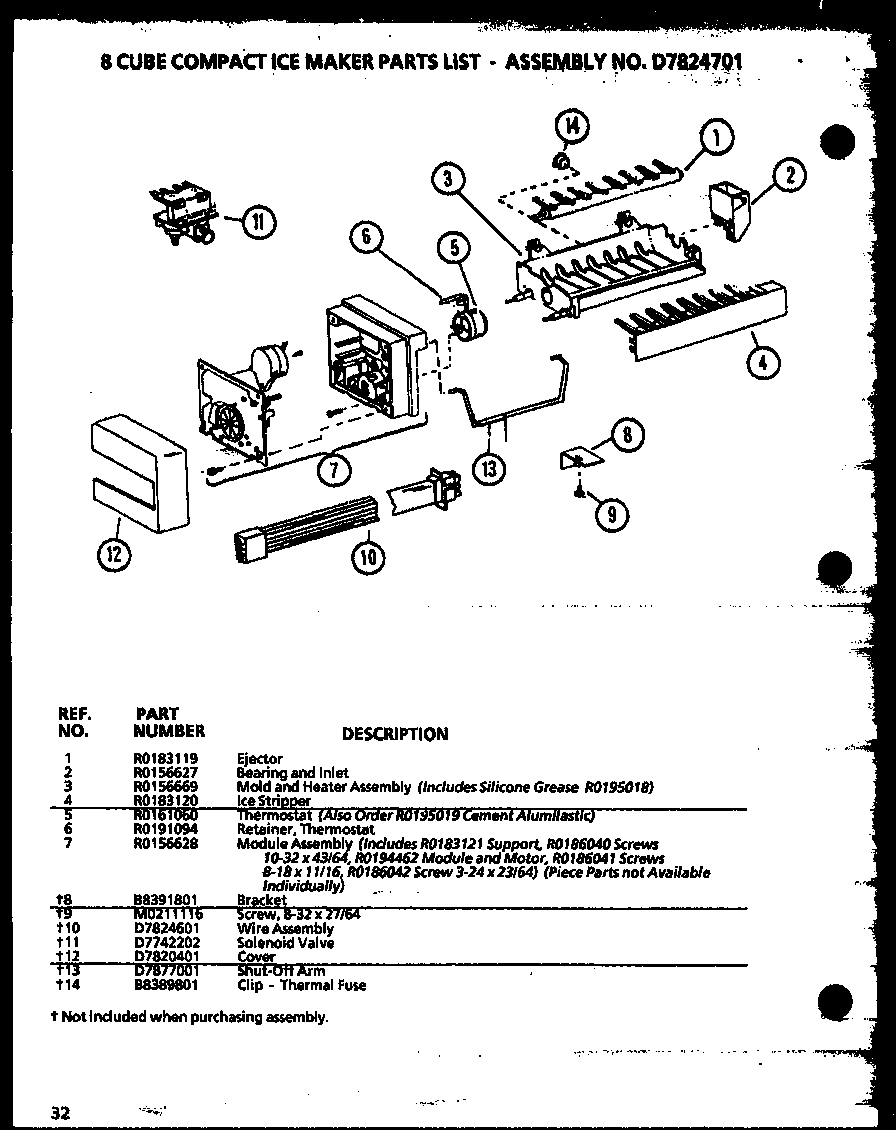 Amana SZDE27KBL-P1110602WL 8 cube compact ice maker diagram