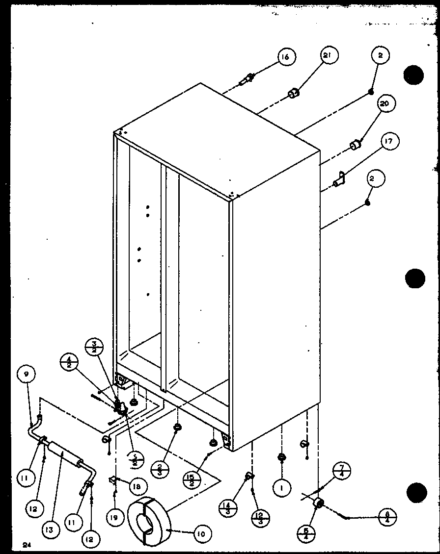 Amana SZD27KPL-P1101206WL drain and rollers diagram