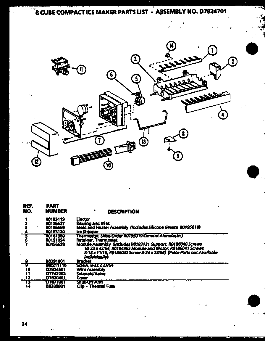 Amana SZD27KPL-P1101206WL 8 cube compact ice maker diagram