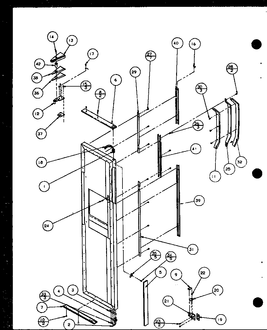 Amana SLD25M2L-P1121107WL freezer door hinge and trim parts diagram