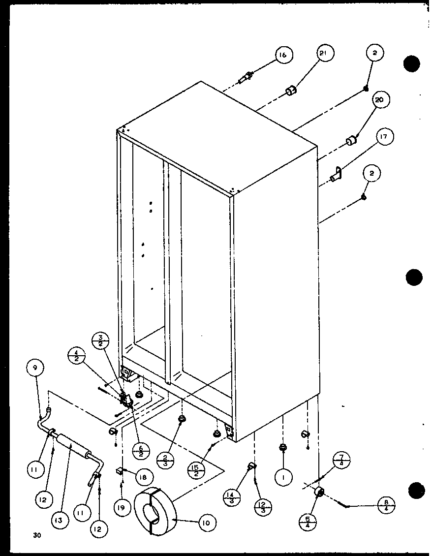 Amana SLD25M2L-P1121107WL drain and rollers diagram