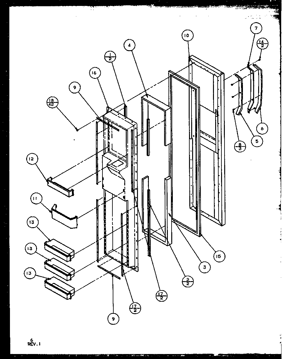 Amana SQD25MB4L-P1153405WL freezer door diagram