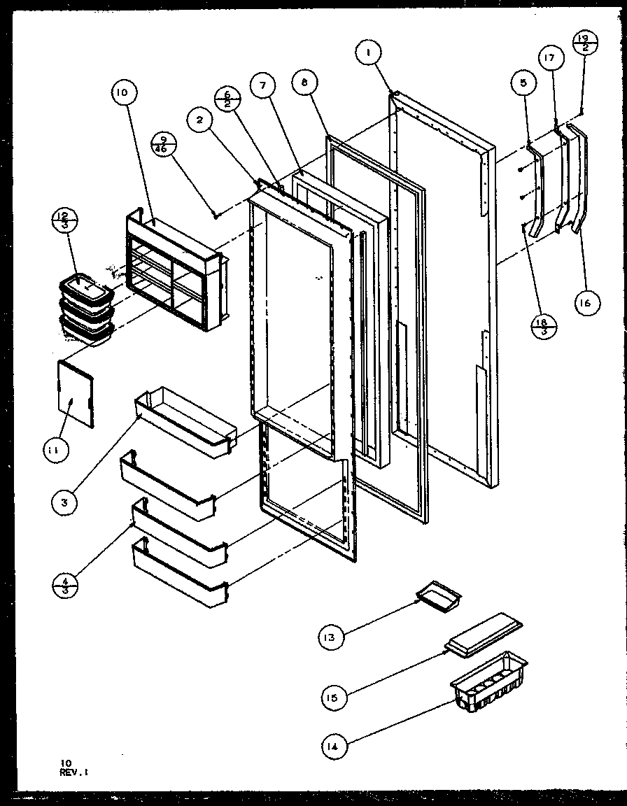 Amana SQD25MB4L-P1153405WL refrigerator door diagram