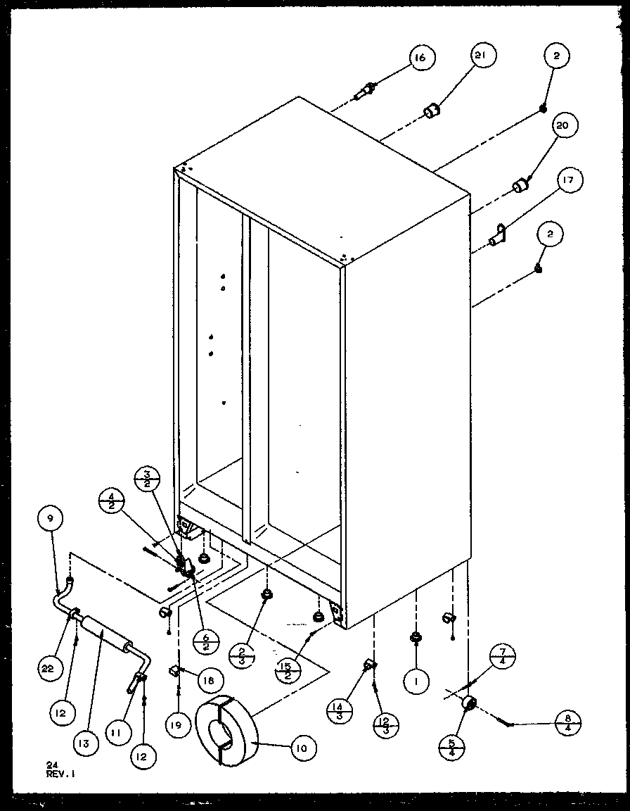 Amana SQD25MB4L-P1153405WL drain and rollers diagram