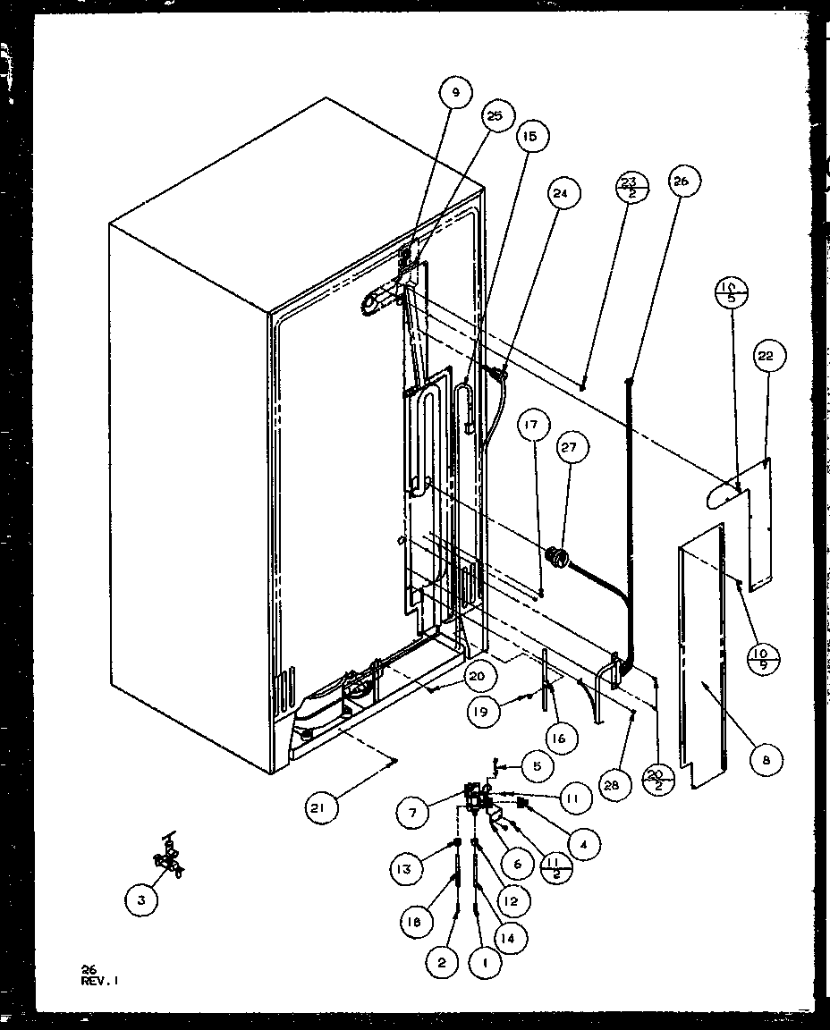 Amana SQD25MB4L-P1153405WL cabinet back diagram