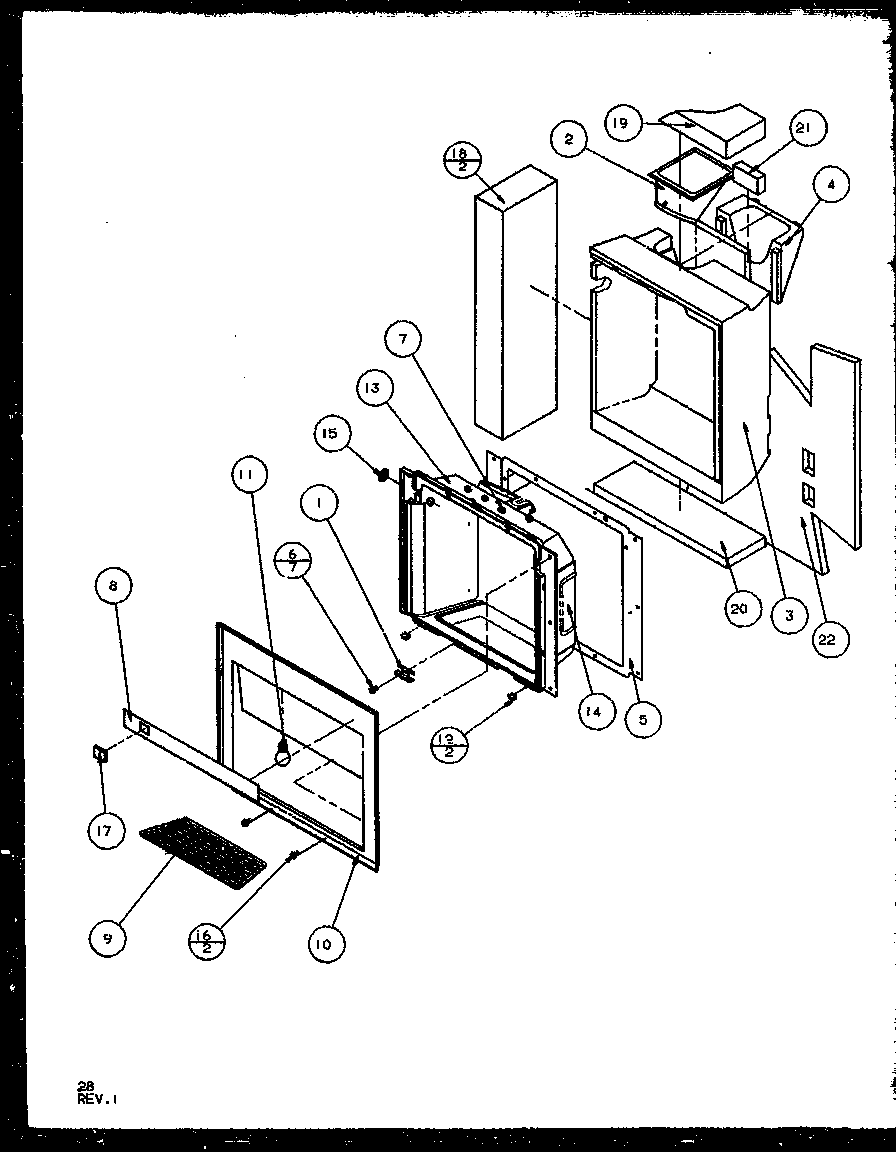 Amana SQD25MB4L-P1153405WL ice and water cavity diagram