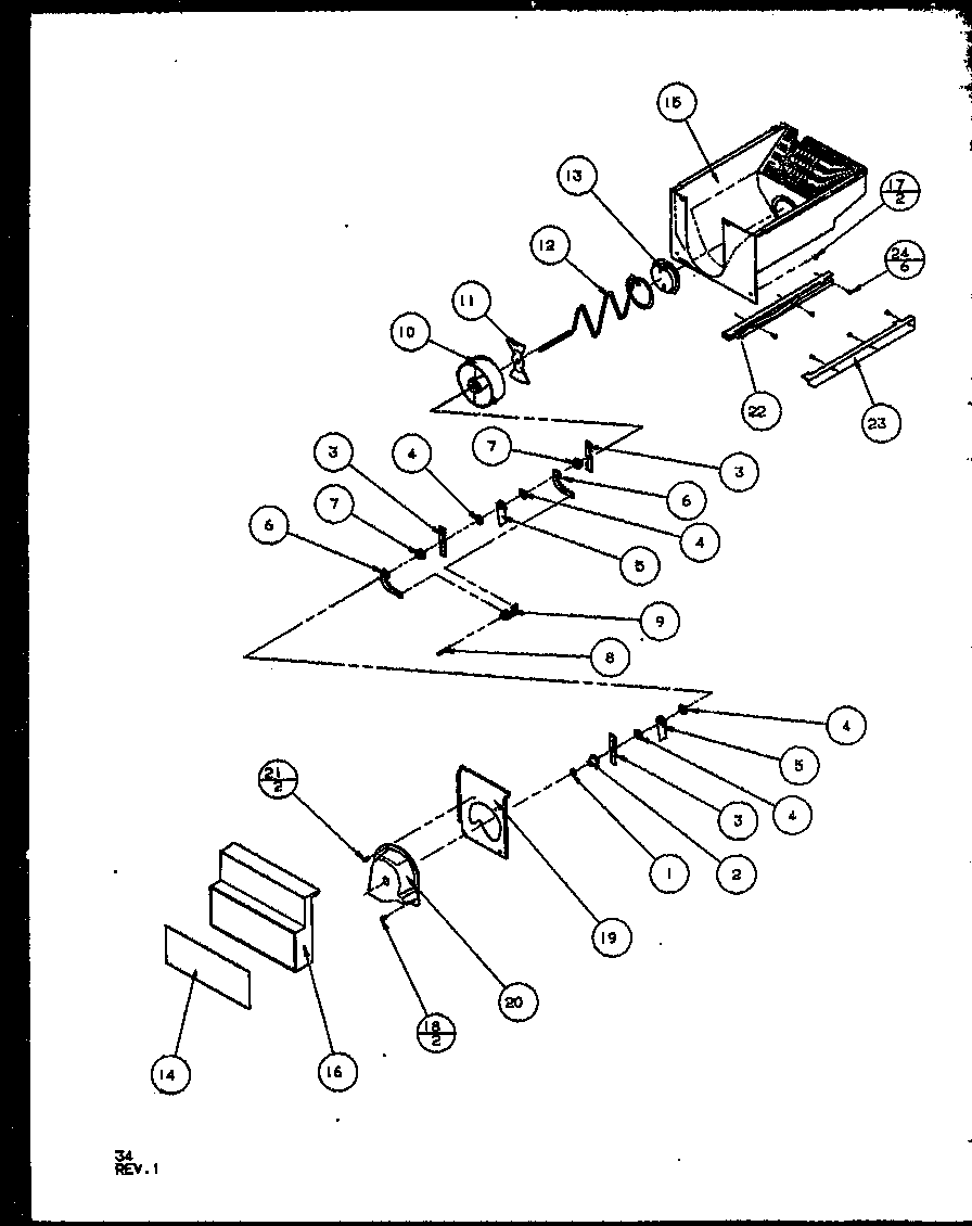 Amana SQD25MB4L-P1153405WL crushed ice bucket diagram