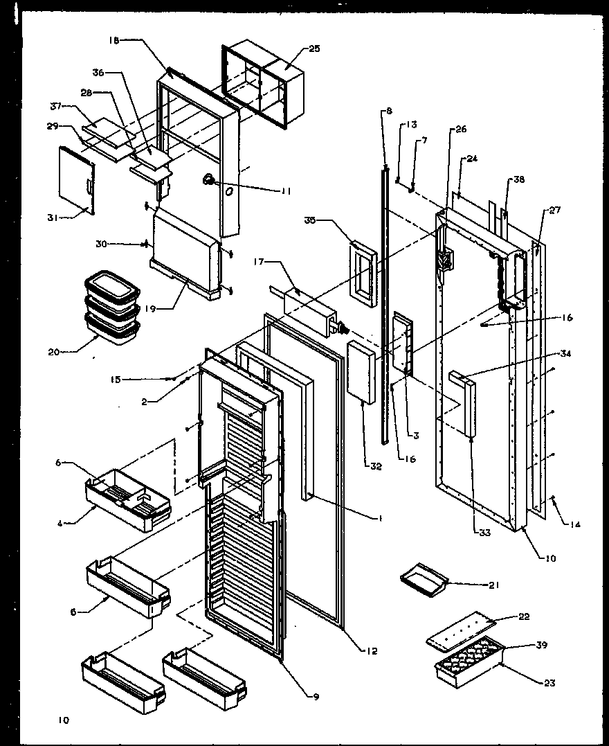 Amana SXDE27NW-P1162203WW refrigerator door diagram