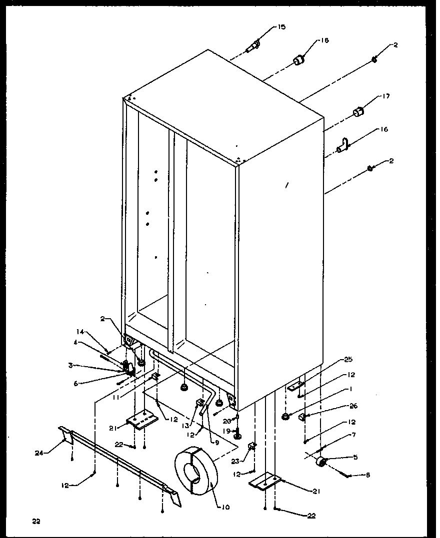 Amana SXDE27NW-P1162203WW drain and rollers diagram