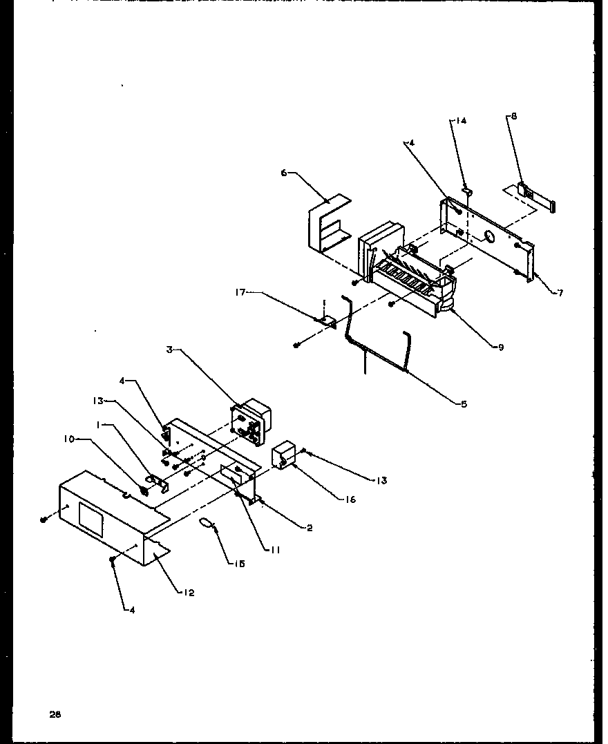 Amana SXDE27NW-P1162203WW ice bucket and ice maker diagram