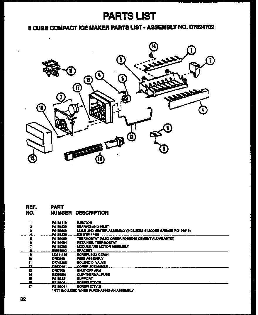Amana SXDE27NW-P1162203WW 8 cube compact ice maker diagram