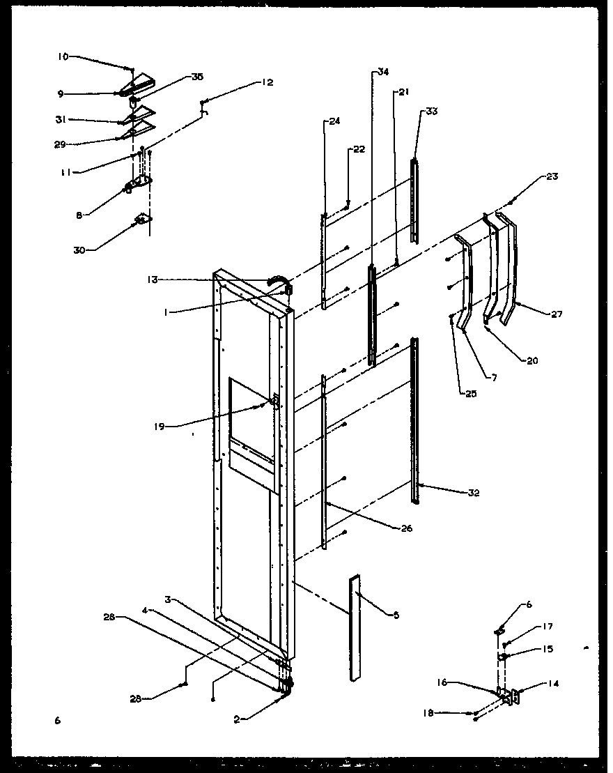 Amana SXD25NE-P1162406WE freezer door hinge and trim parts (sxd22ng/p1162405wg) (sxd22nl/p1162405wl) (sxd22nw/p1162405ww) (ssd25nbl/p1162409wl) (ssd25nbw/p1162409ww) diagram