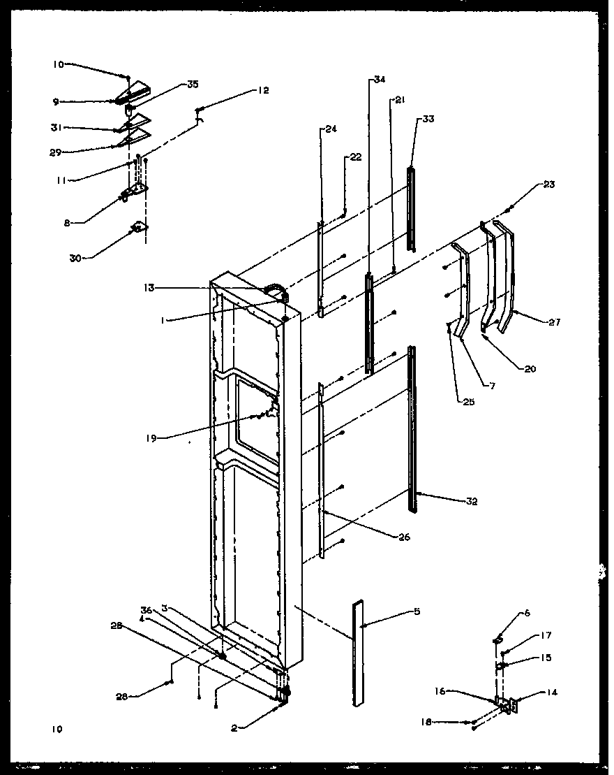 Amana SXD25NE-P1162406WE freezer door hinge and trim parts (sxd27nl/p1162408wl) (sxd27ne/p1162408we) (sxd27nw/p1162408ww) (sxd27nw/p1162411ww) (sxd27ne/p1162411we) (sxd27nl/p1162411wl) diagram