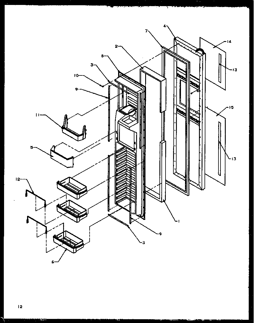 Amana SXD25NE-P1162406WE freezer door (sxd22ng/p1162405wg) (sxd22nl/p1162405wl) (sxd22nw/p1162405ww) (ssd25nbl/p1162409wl) (ssd25nbw/p1162409ww) (sxd25ne/p1162406we) (sxd25nl/p1162406wl) (sxd25nw/p1162406ww) (sxd25npe/p1162407we) (sxd25npl/p1162407wl) (sxd25npw/p1162407ww) diagram