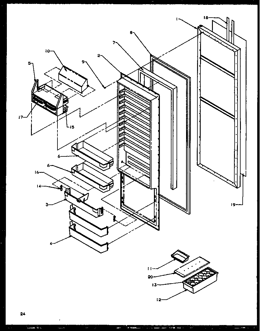 Amana SXD25NE-P1162406WE refrigerator door (sxd22ng/p1162405wg) (sxd22nl/p1162405wl) (sxd22nw/p1162405ww) (ssd25nbl/p1162409wl) (ssd25nbw/p1162409ww) diagram