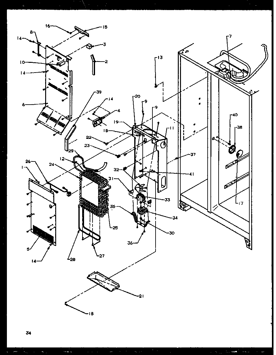 Amana SXD25NE-P1162406WE evaporator and air handling diagram