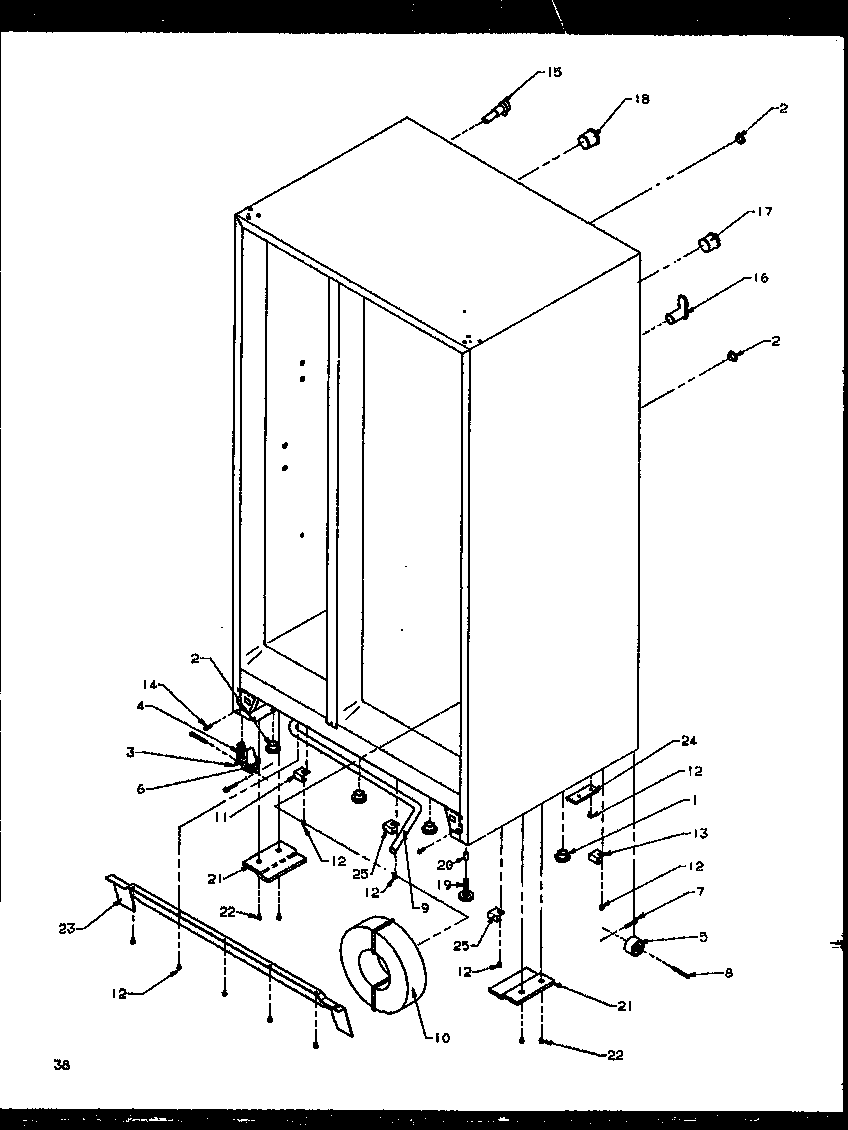 Amana SXD25NE-P1162406WE drain and rollers diagram