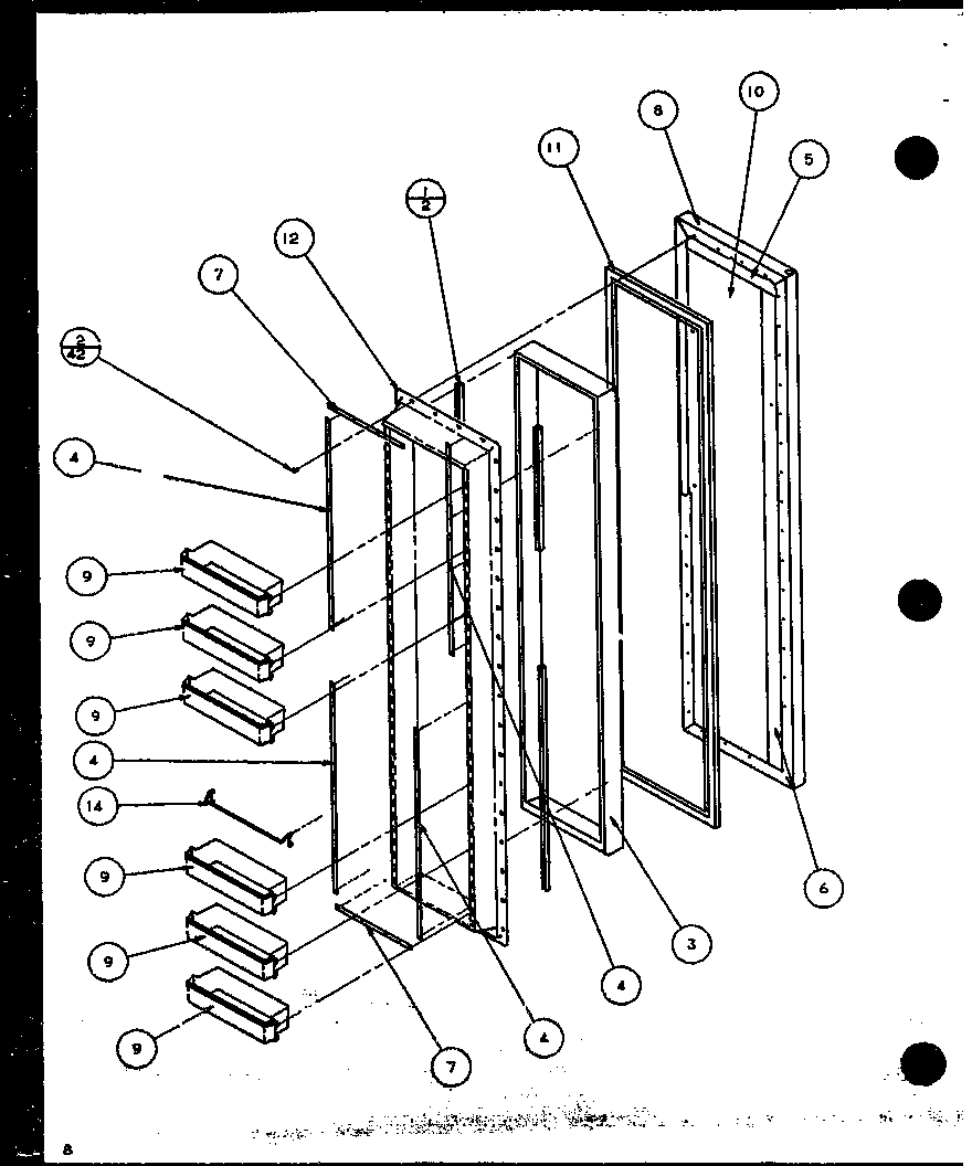 Amana SC25JP-P1116203W freezer door (sc19j/p1116601w) diagram