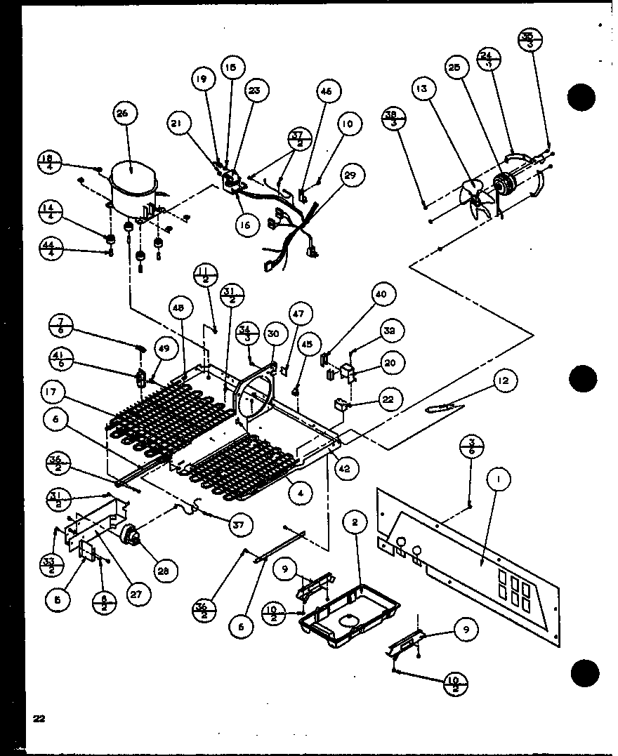 Amana SC25JP-P1116203W machine compartment (sc19j/p1116601w) diagram